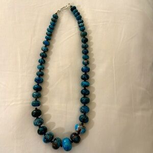 Blue-multi stone beaded necklace